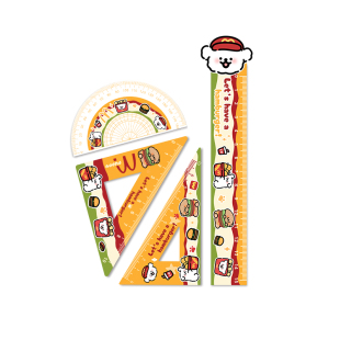 卡通线条狗系列套尺四件套学生文具套装学习用品尺子三角板量角器