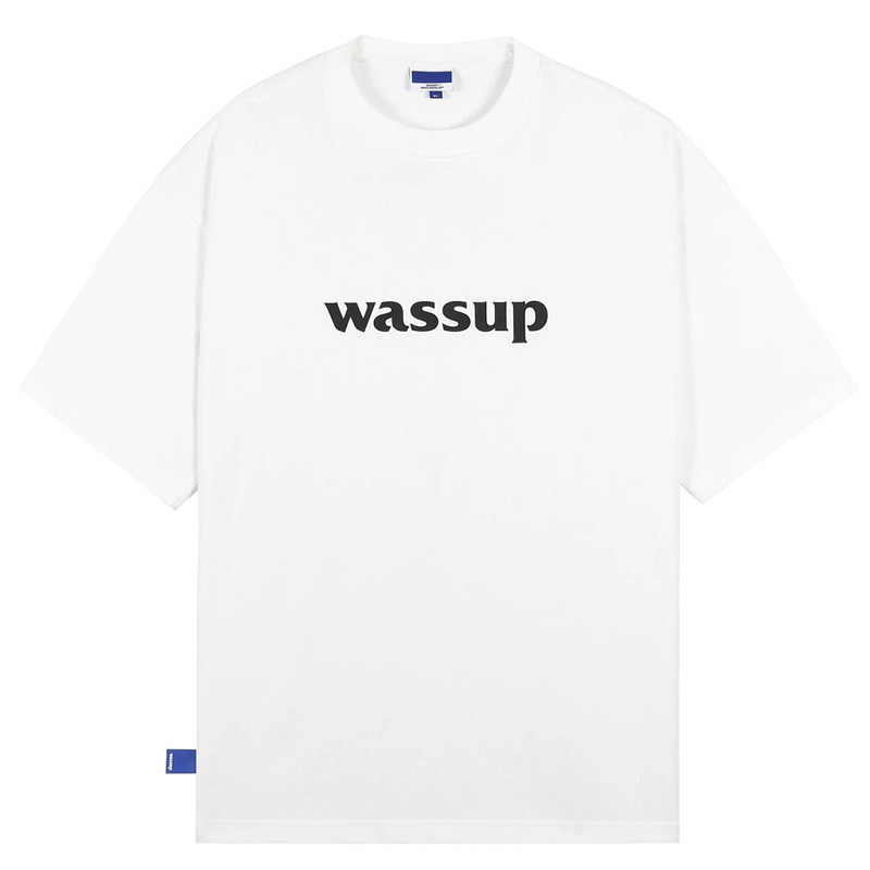 WASSUP潮牌短袖T恤女2025新款夏季重磅纯棉白色休闲简约情侣上衣