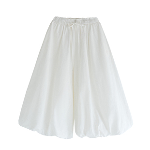 古苔 白色花苞裤 一条五一出游出片的穿搭新疆长绒棉日系阔腿裤子