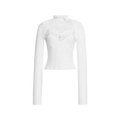 lefame拉飞姆冬季假两件心机感打底衫针织长袖上衣内搭薄款显瘦女