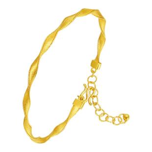 周大生黄金手镯女足金爱意缠绕手饰金镯子活口可调节生日礼送女友