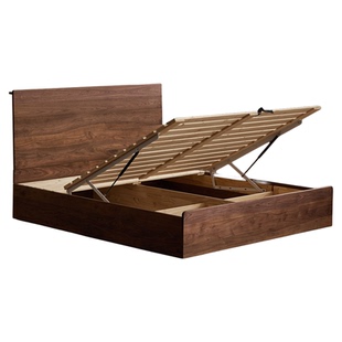 梦天然简约实木床双人床原木色卧室家具现代简约新潮极简床架