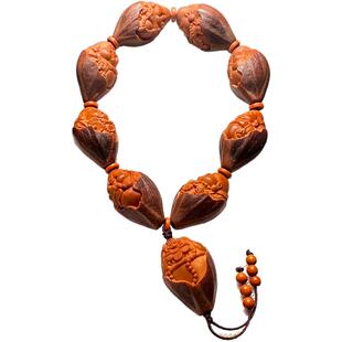 紫皮包衣八大弥勒橄榄核手串男款盘玩笑佛八宝弥勒佛文玩核雕女款