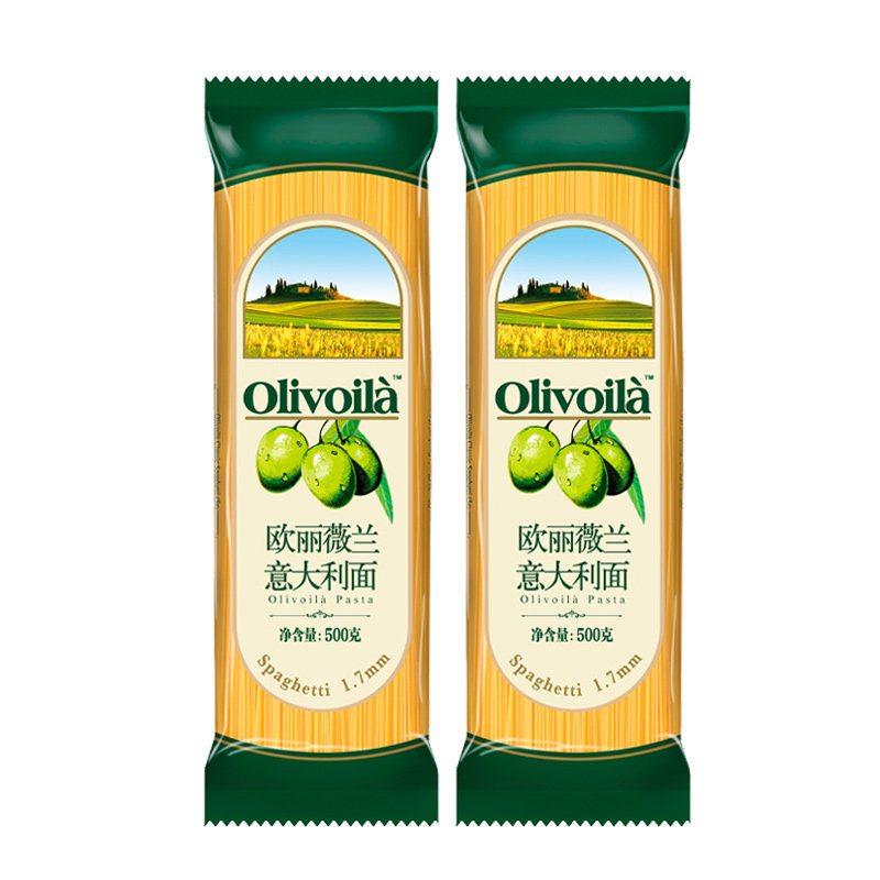 欧丽薇兰意大利面条500g*2家用速食口感劲道拌面杜兰小麦天猫u先