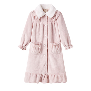 雪雅可儿童睡袍冬季女童浴袍珊瑚绒法兰绒睡衣女孩宝宝家居服新款