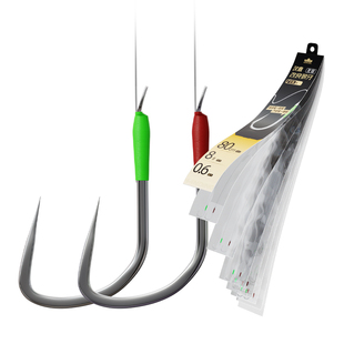 汉鼎鱼钩无结子线成品双钩伊势尼金海夕新关东袖钩鱼钩黑坑狼牙钩