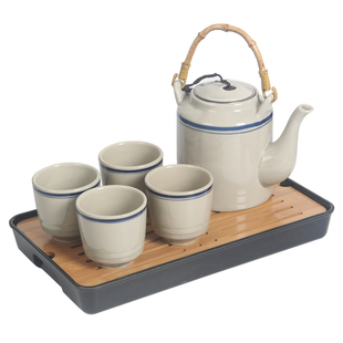 提梁壶茶具套装陶瓷家用泡茶壶茶杯带托盘滤网复古凉水壶商用创意