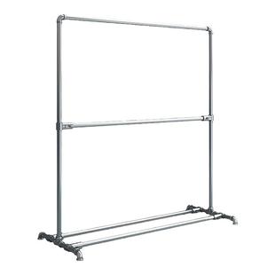 晾衣架加粗家用落地立式衣柜挂衣杆双层衣帽架收纳凉衣架阳台钢管