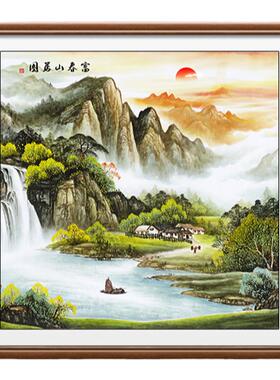 鸿运当头流水生财客厅装饰画中式