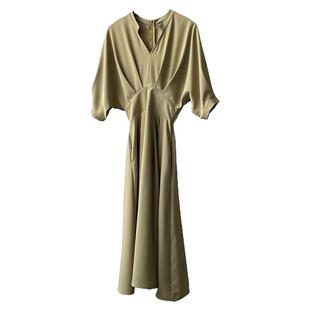 厅里厅气连衣裙女2025新款夏季气质V领收腰显瘦小黑裙a字裙长裙子