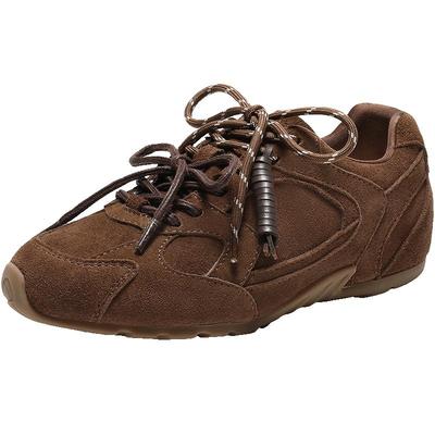 周雨彤同款百丽小榛果双鞋带薄底赛车鞋新款阿甘德训鞋E9W1DAM6预