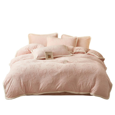 牛奶绒加厚保暖雕花单件被套