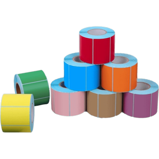 浩阳彩色三防热敏标签纸100x100x80x70x60x50x40x30不干胶标签红色黄蓝绿粉紫棕牛皮色打印贴纸打码机标签纸