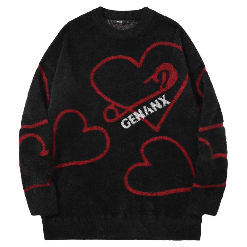 GENANX爱心印花宽松毛衣