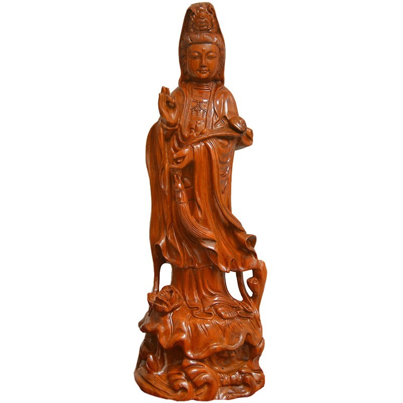 非洲花梨木观音摆件家居供奉佛像红木观世音菩萨工艺品实木摆设