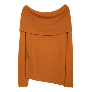 店主同款胖mm冬季一字肩大翻领针织衫木子理想大码女优雅露肩毛衣