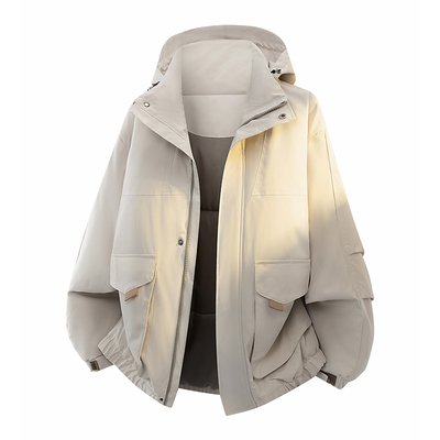 棉致大码工装棉衣男款秋冬季加厚保暖连帽棉服外套户外运动冲锋衣