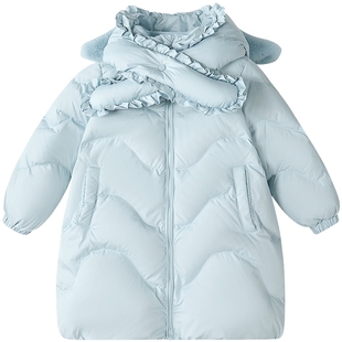 笛莎童装女童羽绒服秋冬装新款女宝宝小童儿童甜美中长款加厚外套