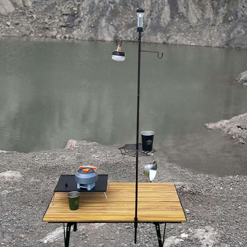 户外led灯架双钩铝合金野外露营桌子固定支架单节配夹子拆卸收纳