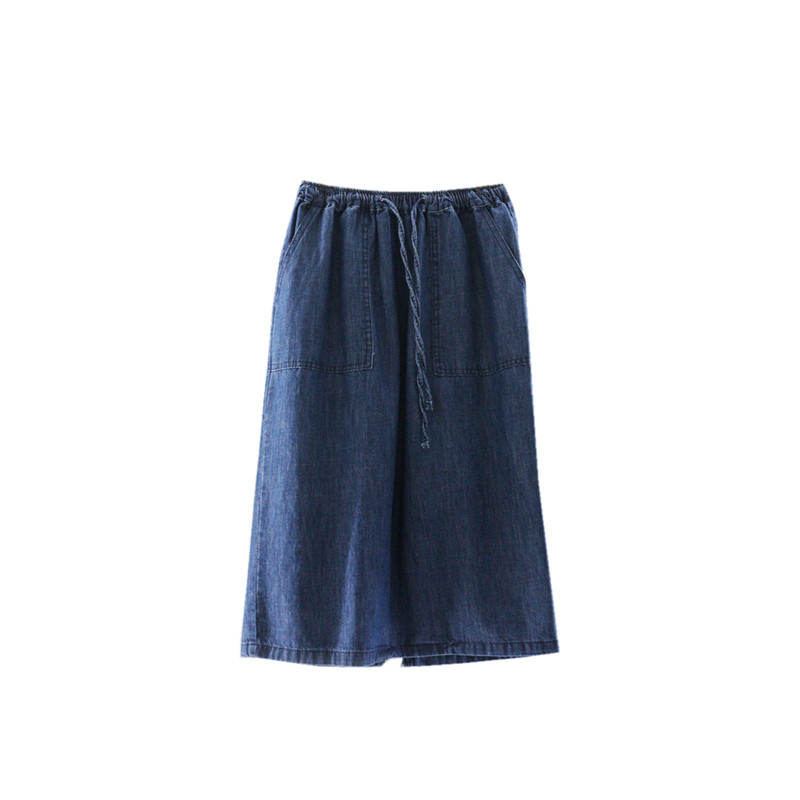 Q24韩国女装新品2026宽松简约开叉大口袋纯棉牛仔夏秋半身裙显瘦