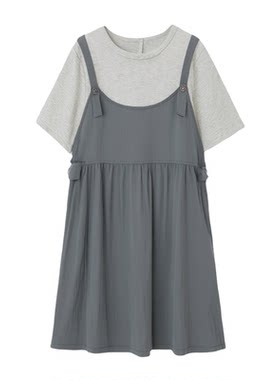 夏季孕妇夏季莫代尔假两件连衣裙