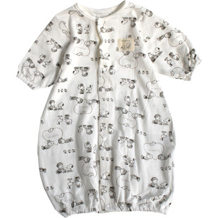 出口日本前开纯棉两穿婴幼儿连体衣长袖连身衣新生儿睡袋裙式睡衣