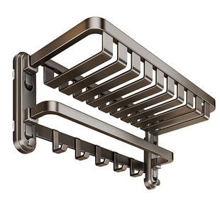 吸盘毛巾架卫生间免打孔浴室置物架洗漱间壁挂式浴巾架一体收纳架