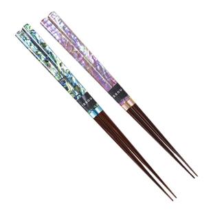 小鹿田烧 日本进口雅贝蓝粉筷子创意实木筷子家用贴花筷子尖头筷