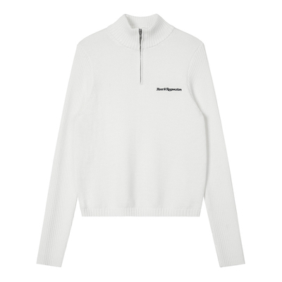 RR立领拉链logo刺绣针织上衣