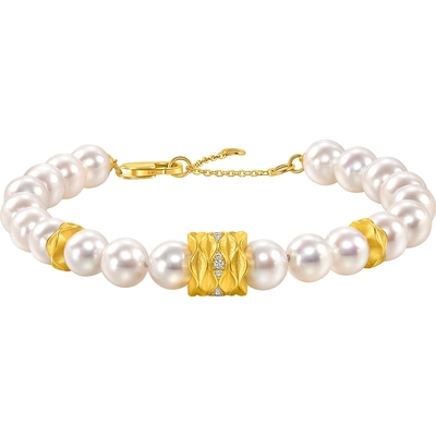 王安宇同款周生生黄金YuYu系列足金镶嵌钻石珍珠手链95630B预订