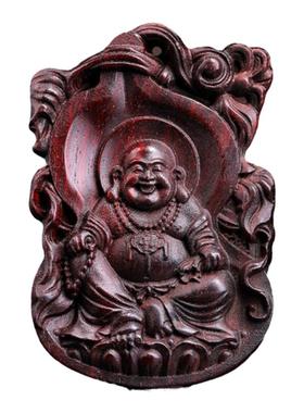 小叶紫檀弥勒佛原木佛公吊坠