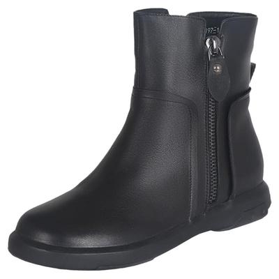 大码马丁靴真皮休闲平底妈妈短靴