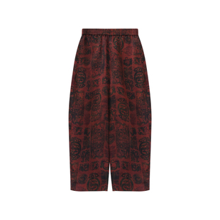 萧娘【渡川】蟠螭纹香云纱直筒裤桑蚕丝长裤新中式休闲女裤XN3116