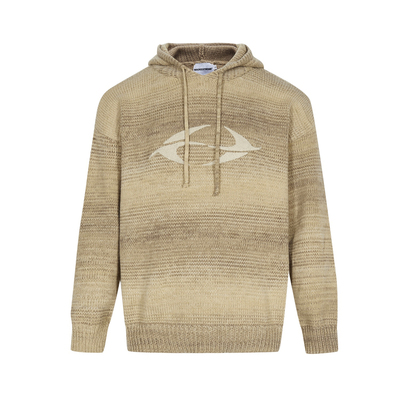 美式复古连帽条纹字母男针织衫