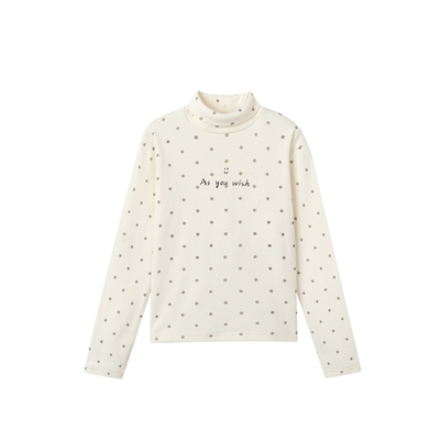 柒号童仓儿童高领加绒打底衫冬装新款女童洋气波点加厚保暖内搭