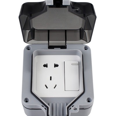 德力西户外防水插座一开五孔防雨