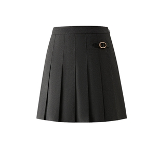 Eland衣恋半身裙女时尚学院风基础款百褶裙短裙2025冬季新款