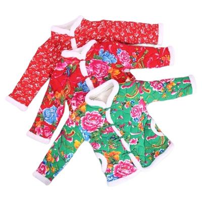 新潮儿童东北大花棉袄新款洋气加绒加厚冬季棉衣中国风宝宝拜年服