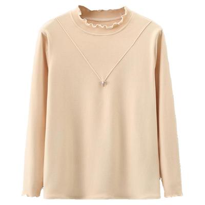 2025大码德绒花边领打底衫女上衣