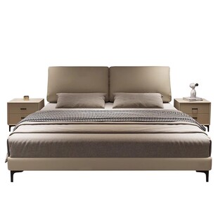 意式极简大象耳朵真皮床现代简约小户型主卧1米8软包储物双人婚床