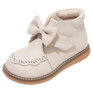 VTVK女童英伦风小皮鞋2026年新款秋冬儿童加绒短靴真皮软底公主鞋