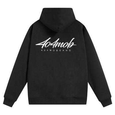 404MOB艺术字体印花连帽卫衣男美式潮牌宽松休闲纯棉情侣秋款帽衫