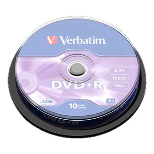 Verbaim威宝DVD+R光盘 空白盘10片桶装4.7G一次性刻录盘光碟片