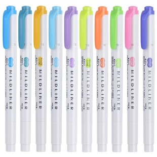 日本ZEBRA斑马荧光笔WKT7淡色手账双头记号笔新彩色划重点标记笔