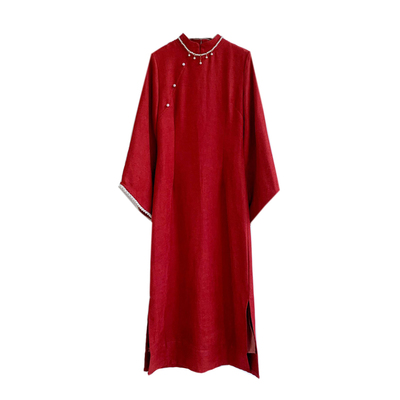 花间遥新中式加厚日常旗袍套装