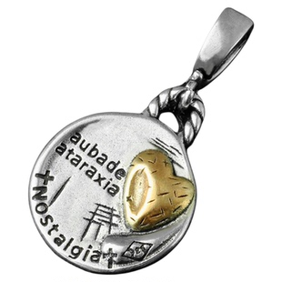 925纯银复古双面爱心万能扣活扣单独银饰吊坠女项链单坠配件1.8cm