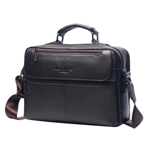 真皮男士手提包斜挎包宽带商务手提包大容量纯头层牛皮单肩斜挎包