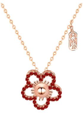 小红花项链网红同款女夏锁骨链甜美轻奢小众设计感吊坠日韩冷淡风