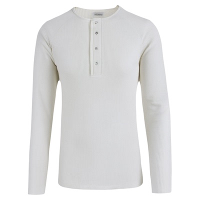 AFTERGLOW坑条肌理亨利领修身长袖 显身材高弹面料男装打底长袖