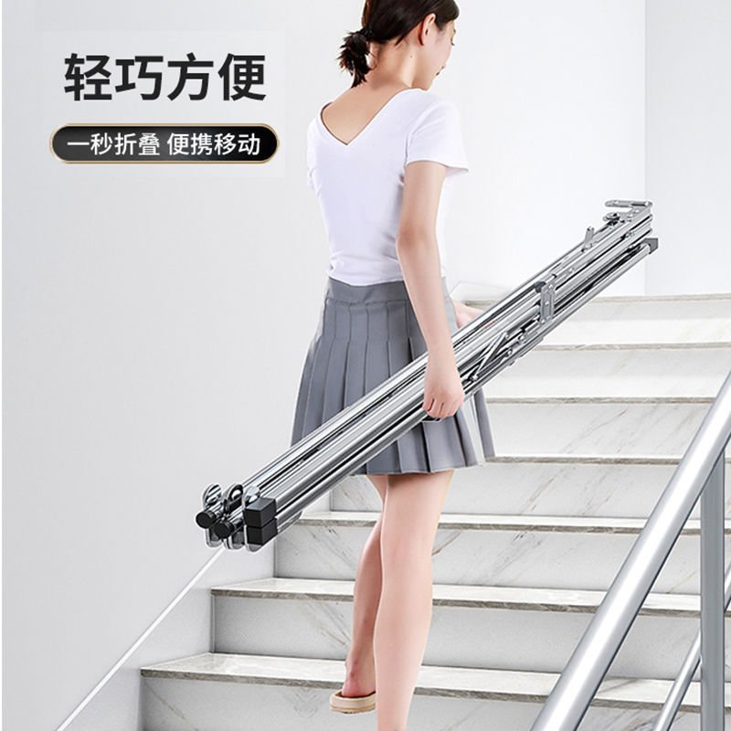 晾衣架落地折叠室内家用阳台室外凉杆伸缩式卧室晒被子不锈钢